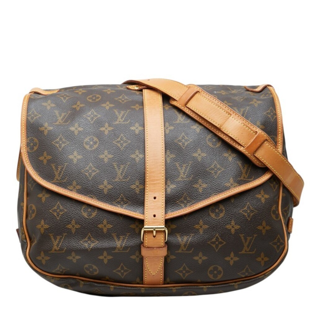 Louis Vuitton Monogram Saumur 35 Crossbody Shoulder Bag M42254 Brown Leather ...
